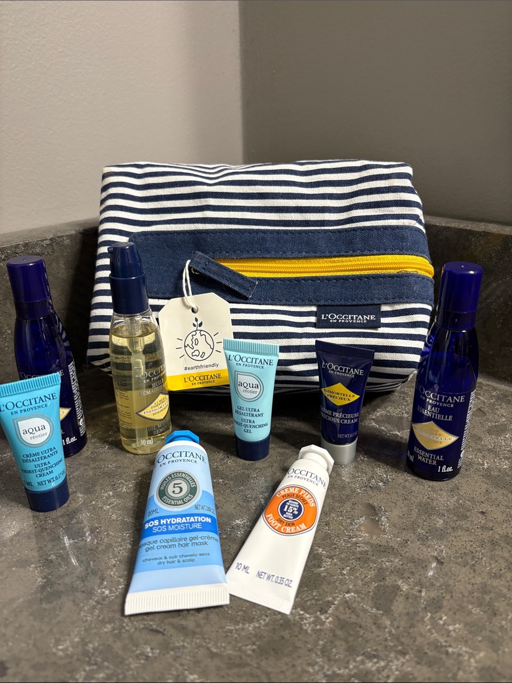 L'Occitane Travel Body & Skincare Set in Blue Stripe